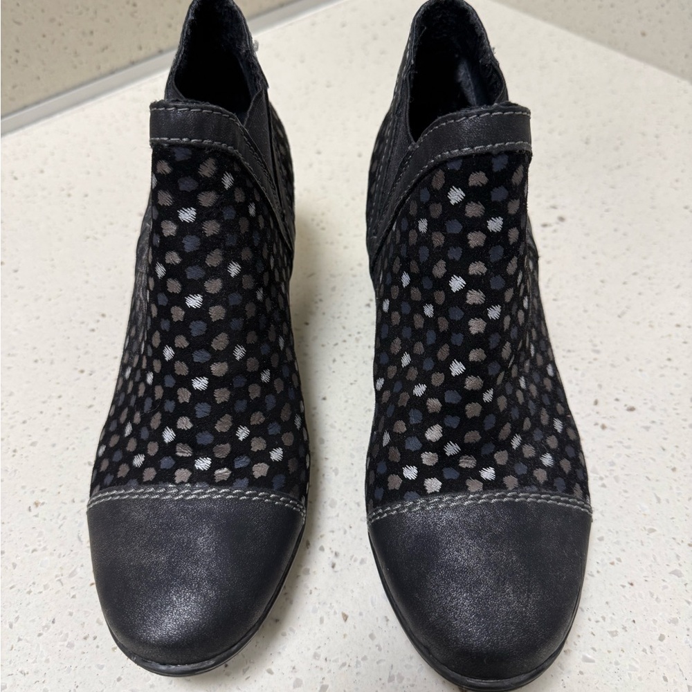 Remonte Black and Silver Patterned Ankle Boots